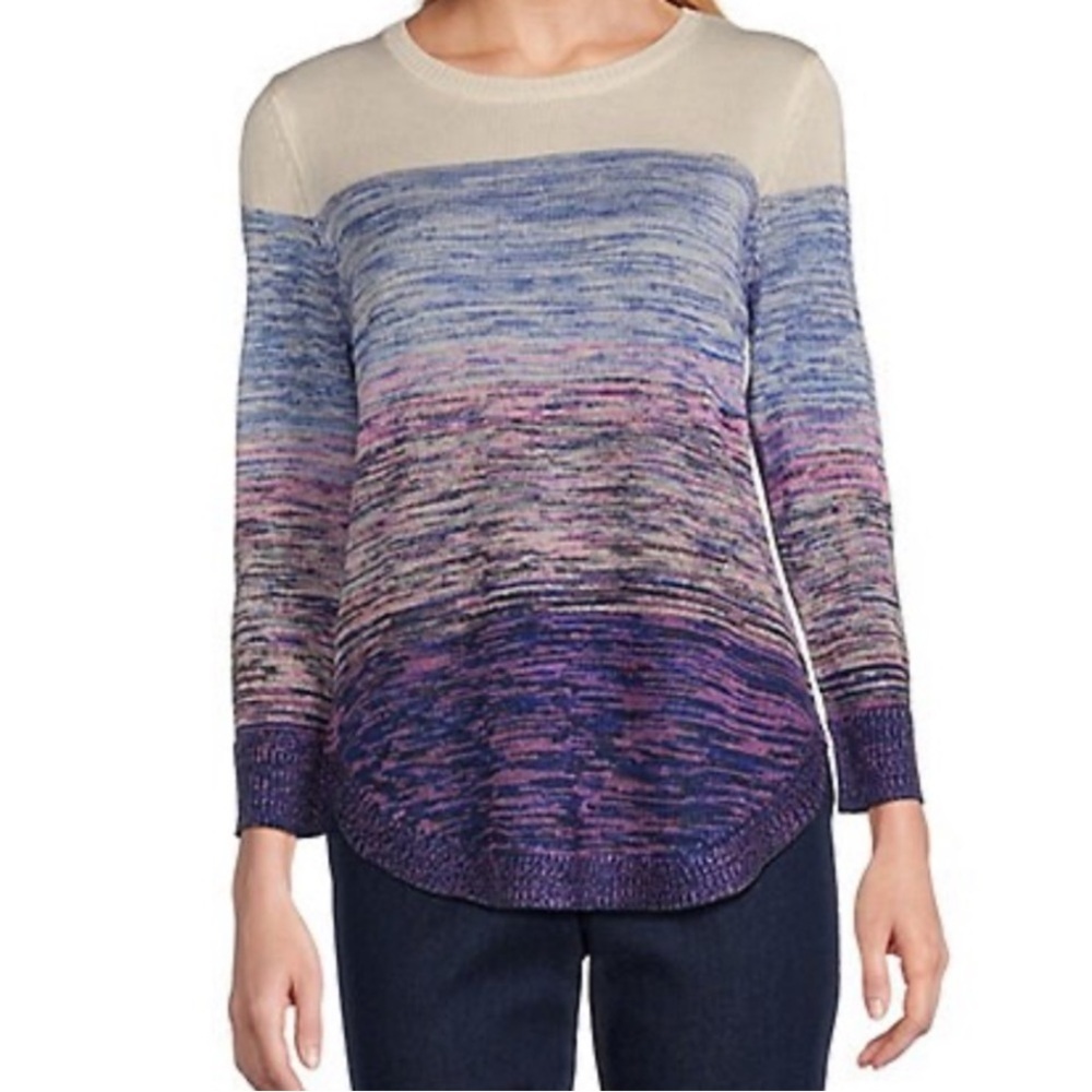 NWT Allison Daley Womens Plus Size 3X Blue Pink Gradient Sweater